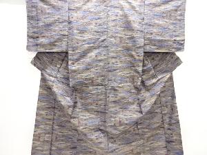 霞に花模様織り出し十日町紬着物